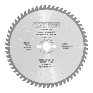 CMT  Pânză circulară diamantată pentru formatizat placaj, panouri melaminate,pentru tăieri fine D=250-350