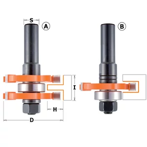 CMT Set freză pentru lambă și uluc,, S=8-12,7 CMT Set freză pentru lambă și uluc,, S=8-12,7