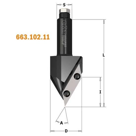 CMT Freză în V cu plăcuțe amovibile pentru CNC, D=44, A=60°