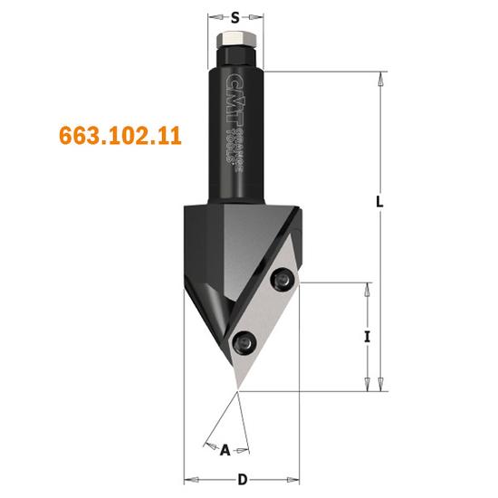 CMT Freză în V cu plăcuțe amovibile pentru CNC, D=44, A=60°