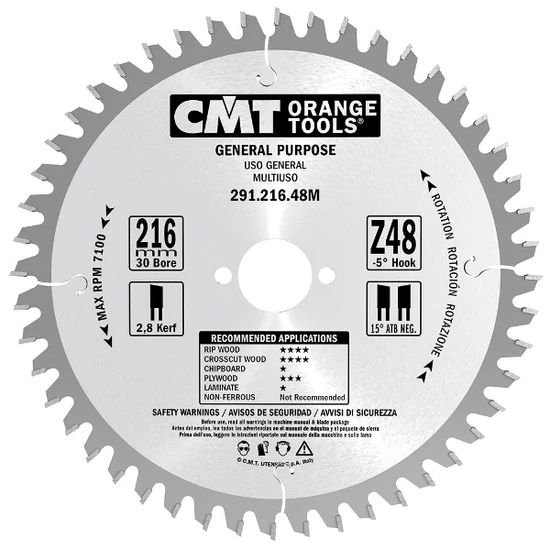 Pânză circulară universală CMT  D=120-240 B=16-30 Z=18-48