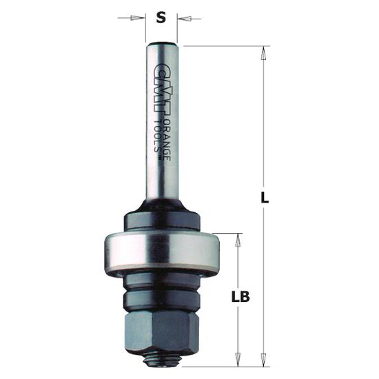 CMT Tijă de prindere pentru discuri de canelare cod 822, cu rulment , M8; LB=26-40; S=6-12,7