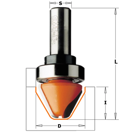 CMT Freză pentru gravare decorativă la 60°, cu rulment, S=12-12,7