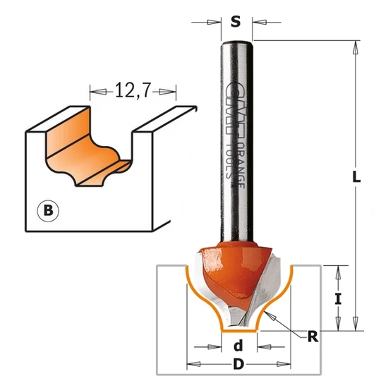 CMT Freză din carbură pentru decorațiuni profil "B" , S=6,35-8