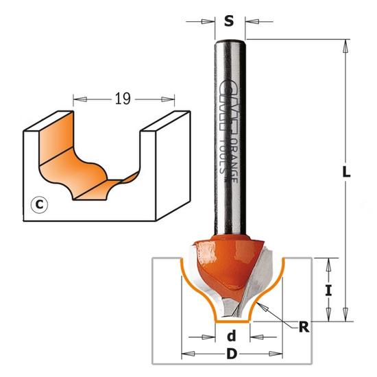 CMT Freză din carbură pentru decorațiuni profil "C" , S=12-12,7