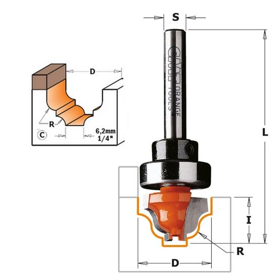 CMT Freză din carbură pentru decorațiuni cu rulment, profil "C" , S=6-6,35