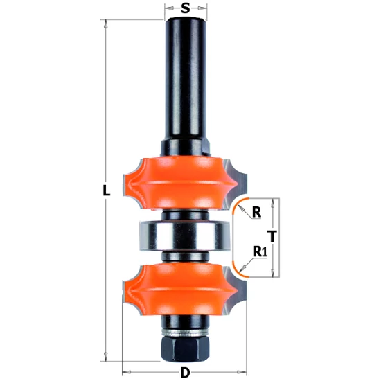 CMT Freză de rotunjit margini reglabil, cu rulment, R=2-3; S=12-12,7