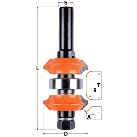 CMT Freză de rotunjit margini reglabil, cu rulment, R=4,76/45°; S=12-12,7