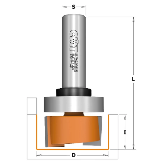 CMT Freză cu rulment pentru locaș balamale plate, D=19-38,1; S=6,35; 12,7