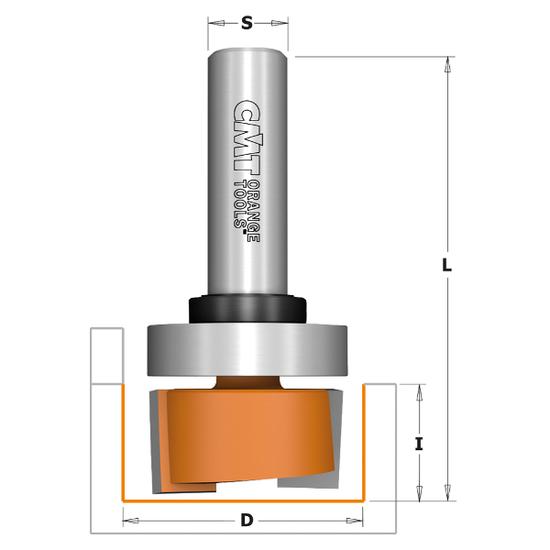 CMT Freză cu rulment pentru locaș balamale plate, D=19-38,1; S=6,35; 12,7