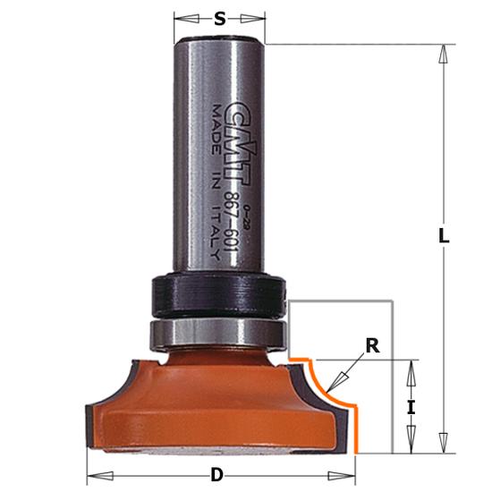 CMT Freză de profilat din carbură, cu rulment, R=6,35-9,5; S=8-12,8
