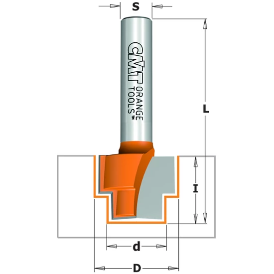 CMT Freză din carbură cu umăr pentru falț, D=16,3-19; S=8