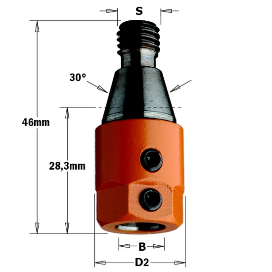 CMT Mandrină pentru mașină de găurit multiplu, S=M10/30° D=19,5 D2=10