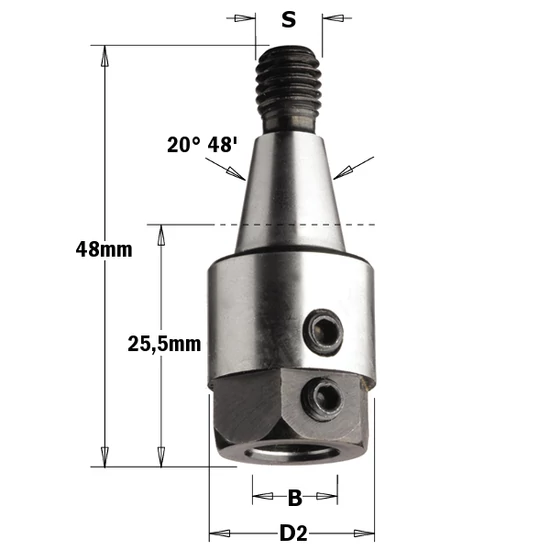 CMT Mandrină pentru mașină de găurit multiplu, S=M8/20° 48’ D=16 D2=8