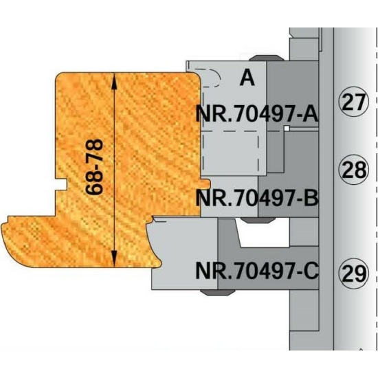 07.  OMAS Set scule pentru înălțare ușă balcon 70497/A+B +C pentru set 70000W  Z=2 D60